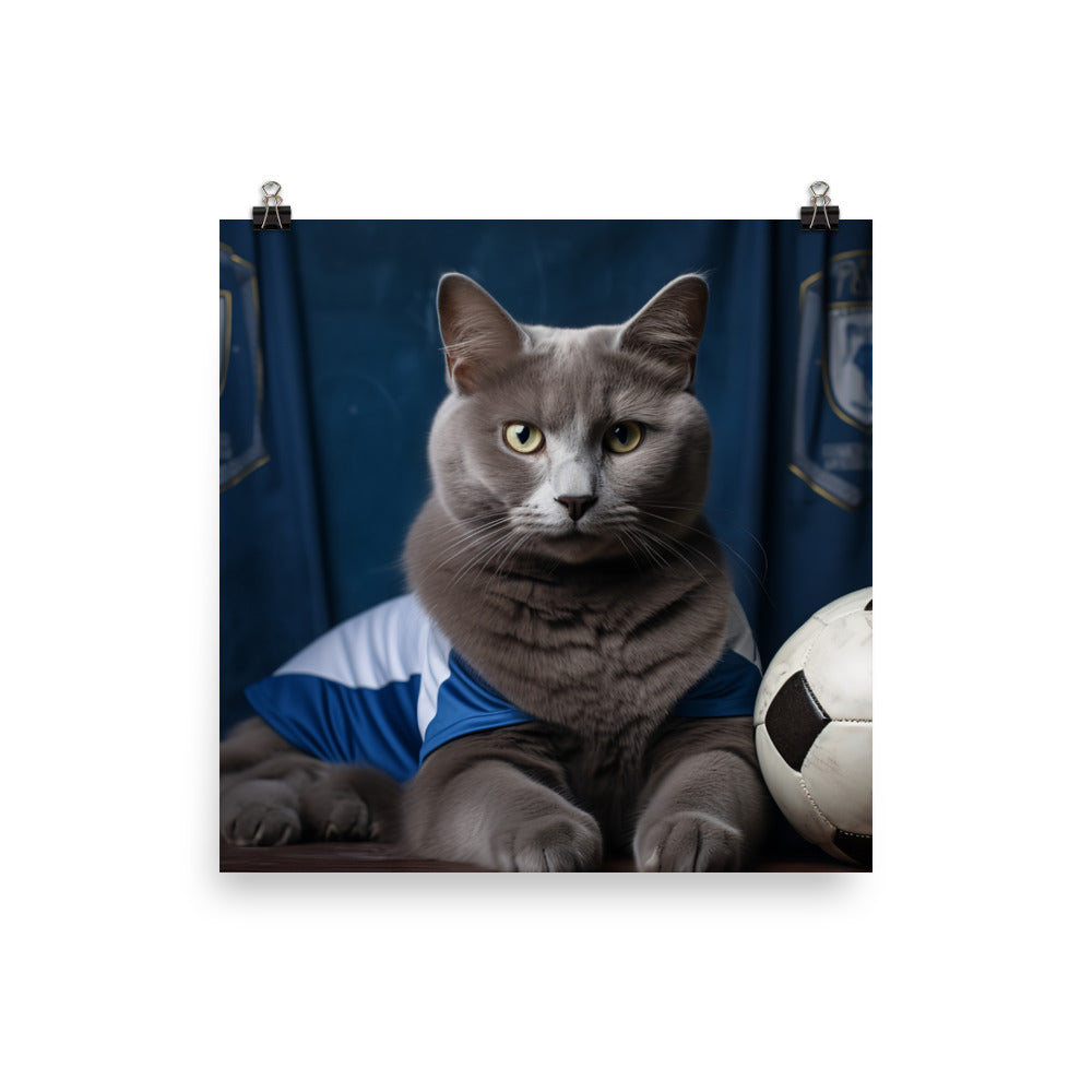 Russian Blue Football Player Photo paper poster - PosterfyAI.com