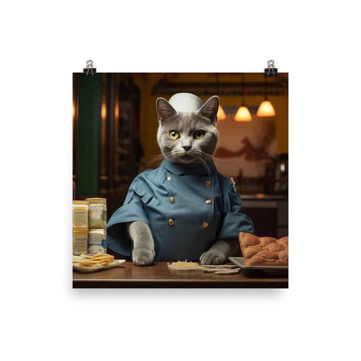 Russian Blue Fast Food Crew Photo paper poster - PosterfyAI.com