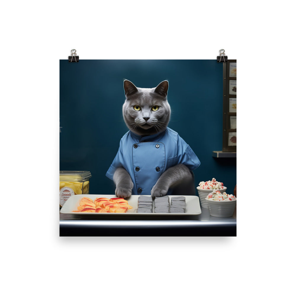 Russian Blue Fast Food Crew Photo paper poster - PosterfyAI.com