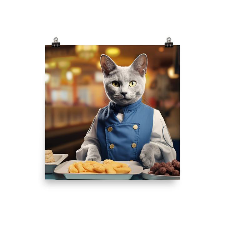 Russian Blue Fast Food Crew Photo paper poster - PosterfyAI.com