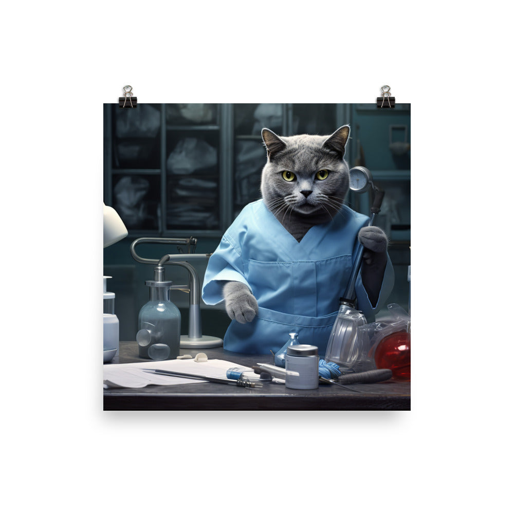Russian Blue Doctor Photo paper poster - PosterfyAI.com