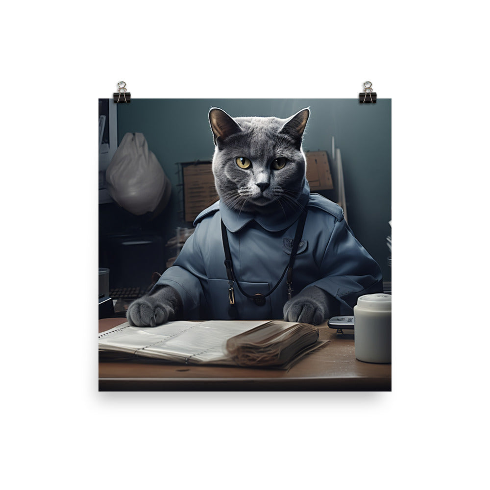 Russian Blue Doctor Photo paper poster - PosterfyAI.com