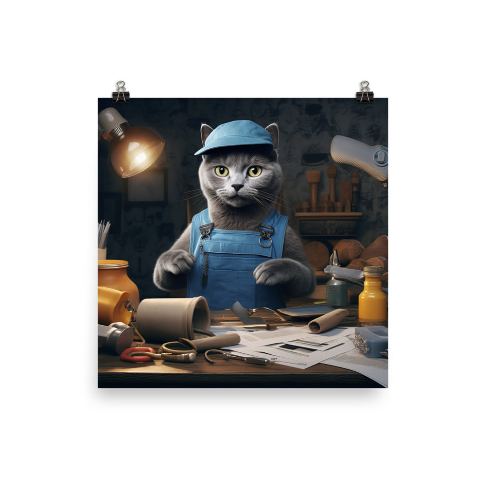 Russian Blue Contractor Photo paper poster - PosterfyAI.com
