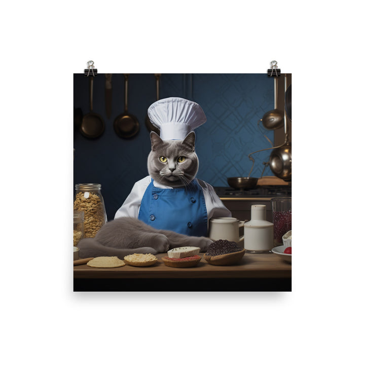 Russian Blue Chef Photo paper poster - PosterfyAI.com