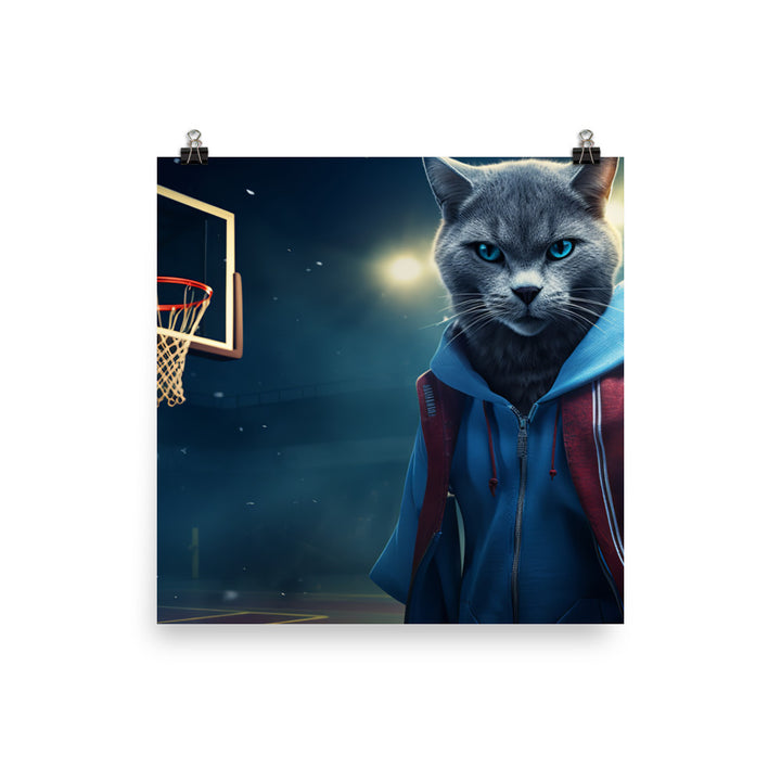 Russian Blue Basketball Photo paper poster - PosterfyAI.com