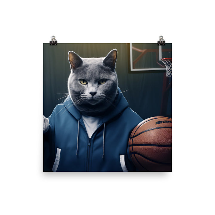 Russian Blue Basketball Photo paper poster - PosterfyAI.com