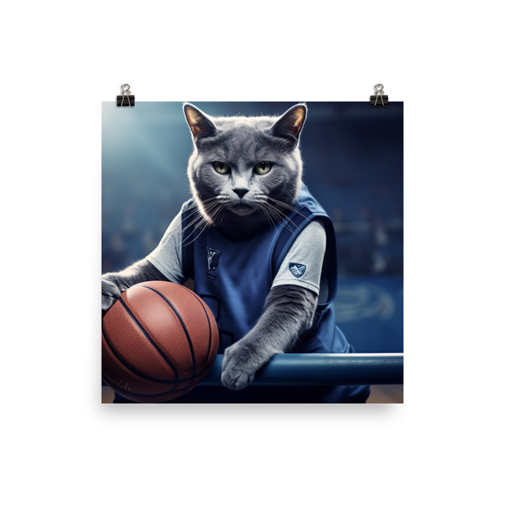 Russian Blue Basketball Photo paper poster - PosterfyAI.com