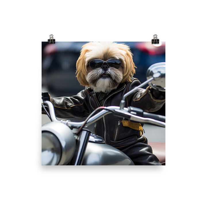 Lhasa Apso Superbike Athlete Photo paper poster - PosterfyAI.com