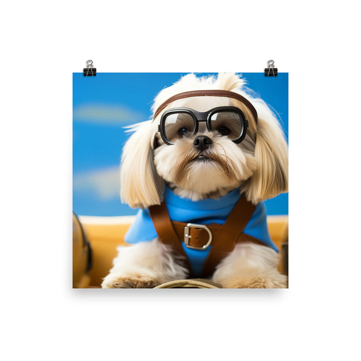 Lhasa Apso Pilot Officer Photo paper poster - PosterfyAI.com