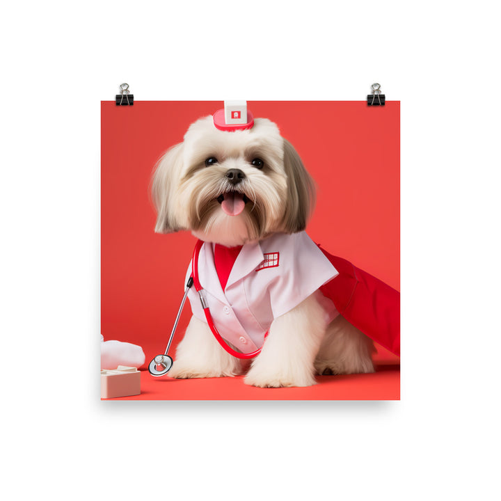 Lhasa Apso Nurse Photo paper poster - PosterfyAI.com