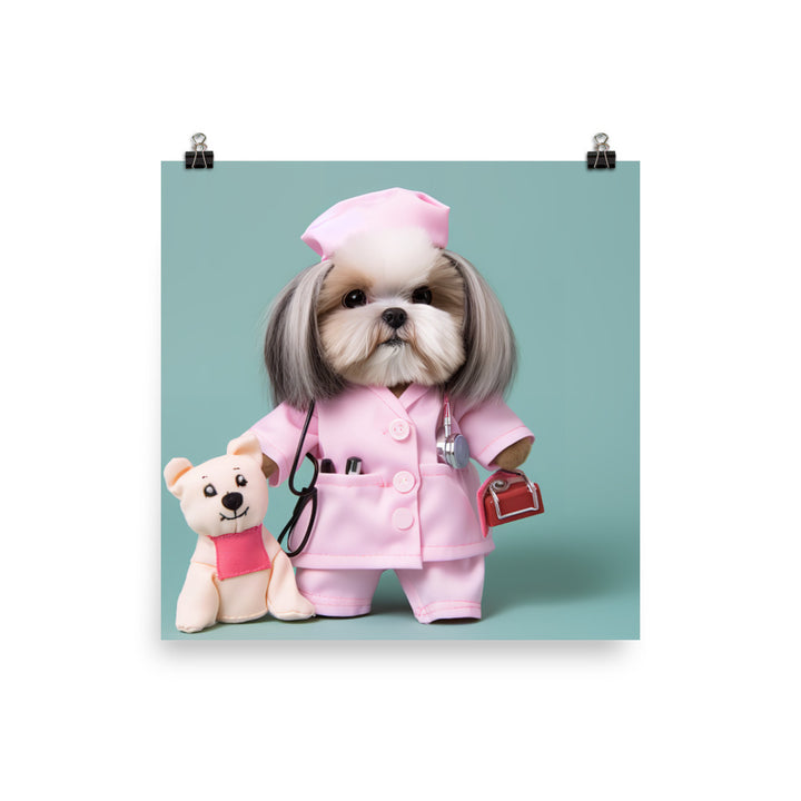 Lhasa Apso Nurse Photo paper poster - PosterfyAI.com