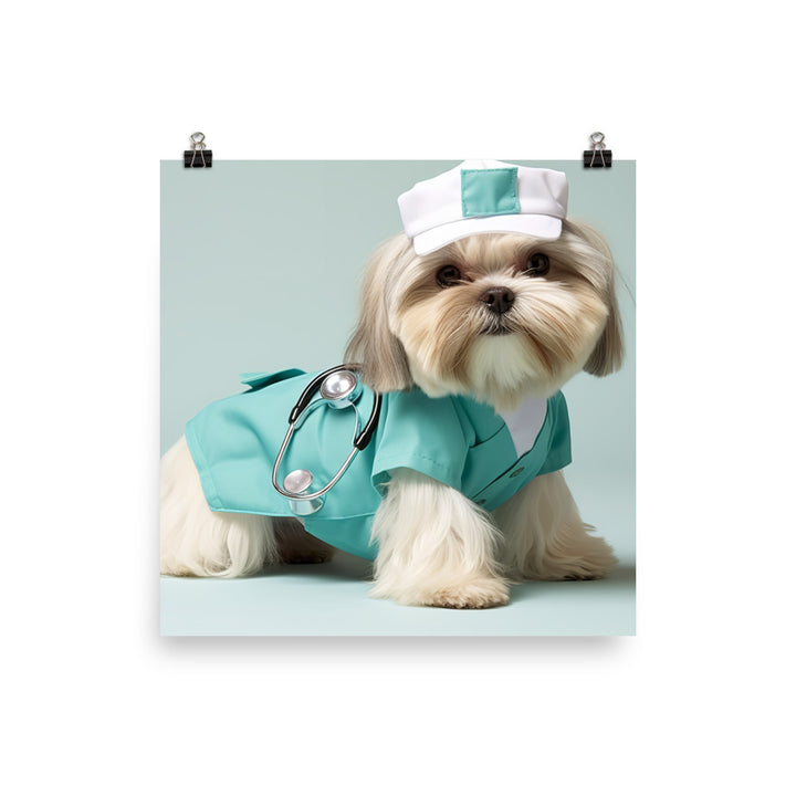 Lhasa Apso Nurse Photo paper poster - PosterfyAI.com