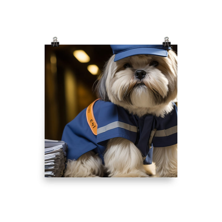 Lhasa Apso Mail Carrier Photo paper poster - PosterfyAI.com