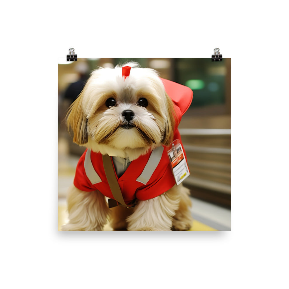 Lhasa Apso Mail Carrier Photo paper poster - PosterfyAI.com