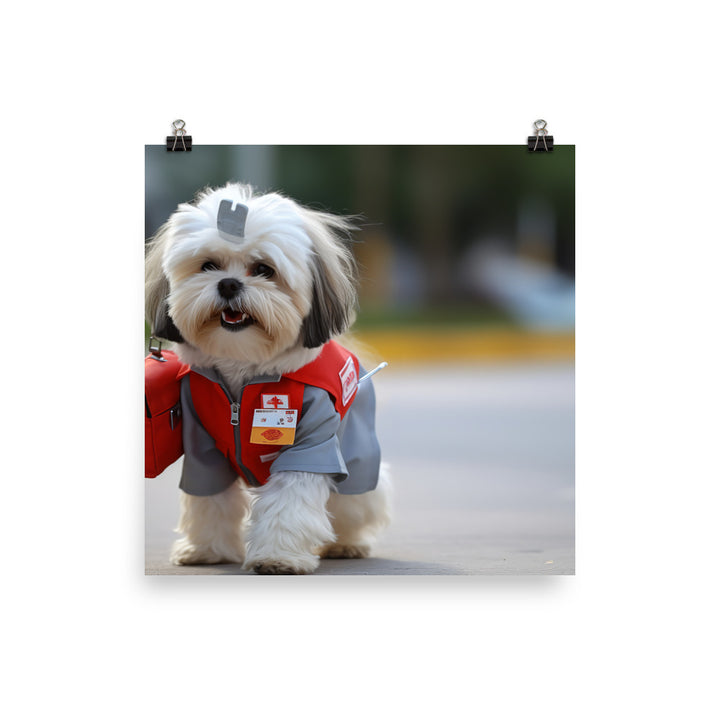 Lhasa Apso Mail Carrier Photo paper poster - PosterfyAI.com