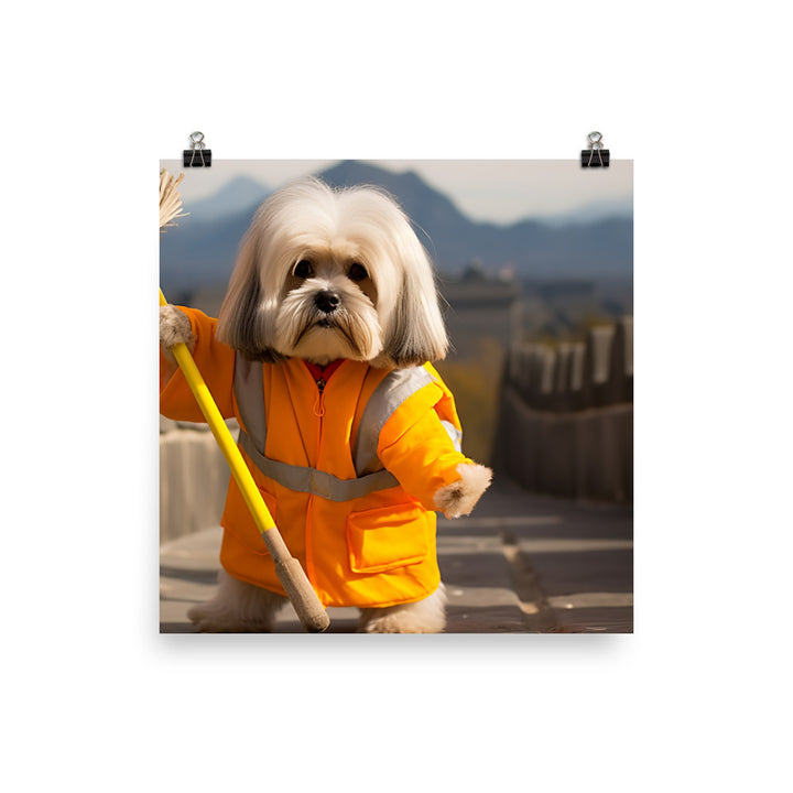 Lhasa Apso Janitor Photo paper poster - PosterfyAI.com