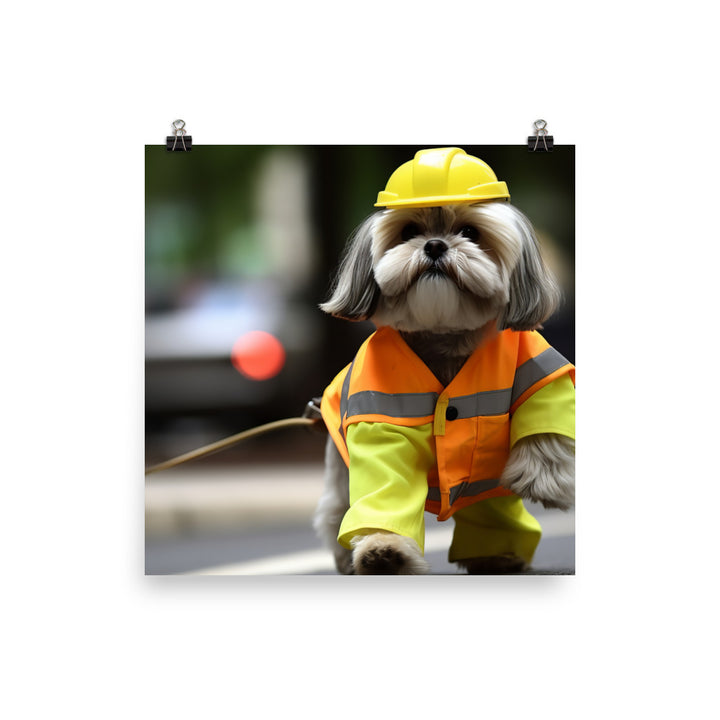 Lhasa Apso Janitor Photo paper poster - PosterfyAI.com