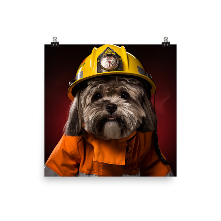 Lhasa Apso Firefighter Photo paper poster - PosterfyAI.com