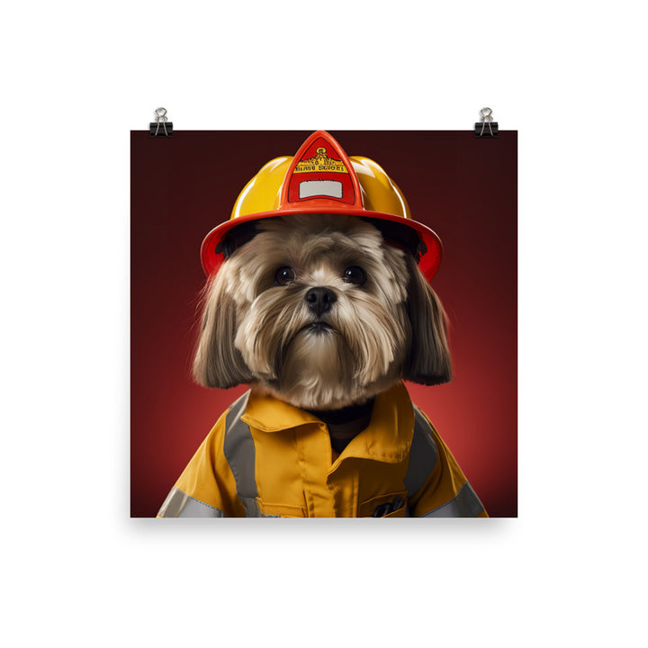 Lhasa Apso Firefighter Photo paper poster - PosterfyAI.com