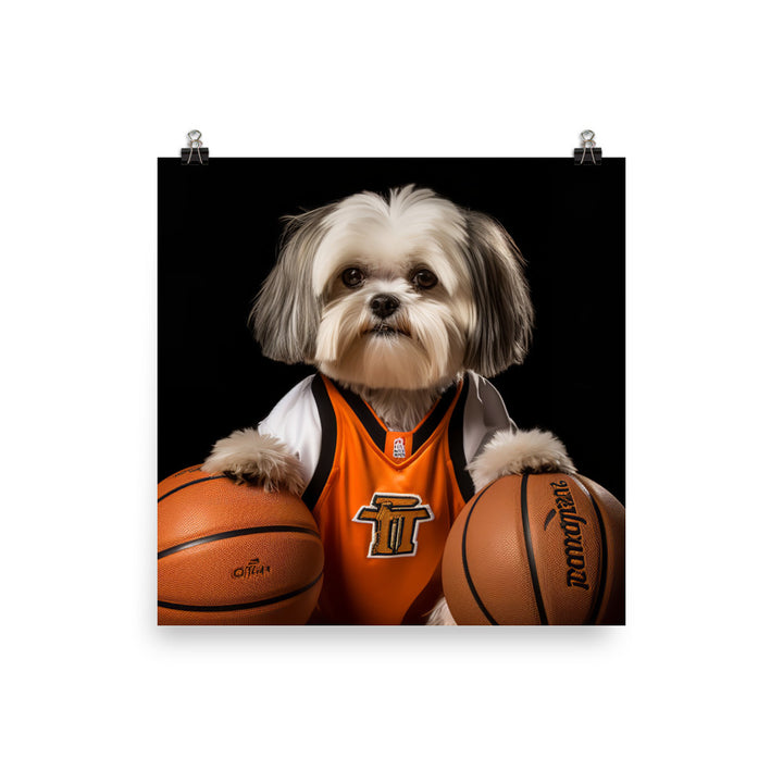 Lhasa Apso Basketball Player Photo paper poster - PosterfyAI.com