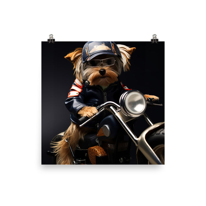 Yorkshire Terrier Superbike Athlete Photo paper poster - PosterfyAI.com