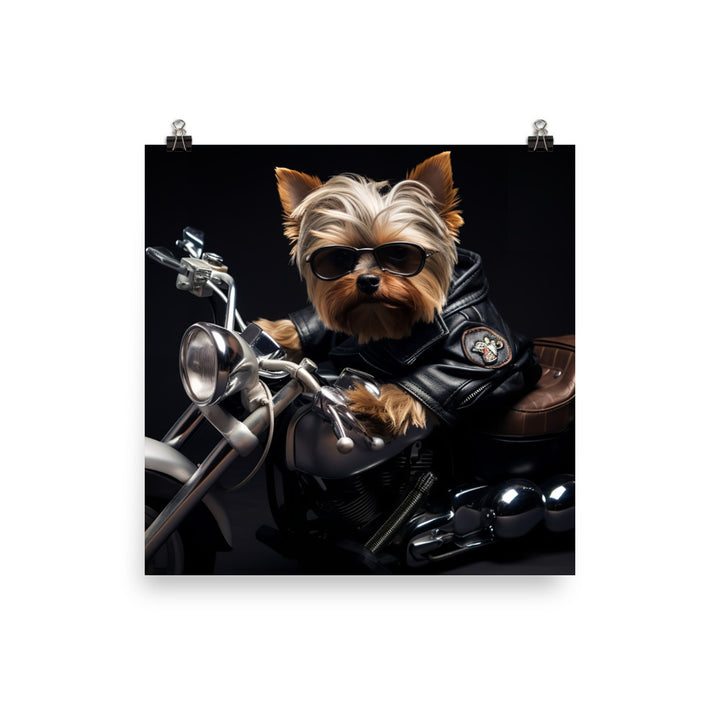 Yorkshire Terrier Superbike Athlete Photo paper poster - PosterfyAI.com