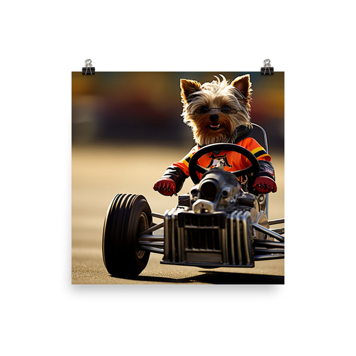 Yorkshire Terrier Motorsport Athlete Photo paper poster - PosterfyAI.com