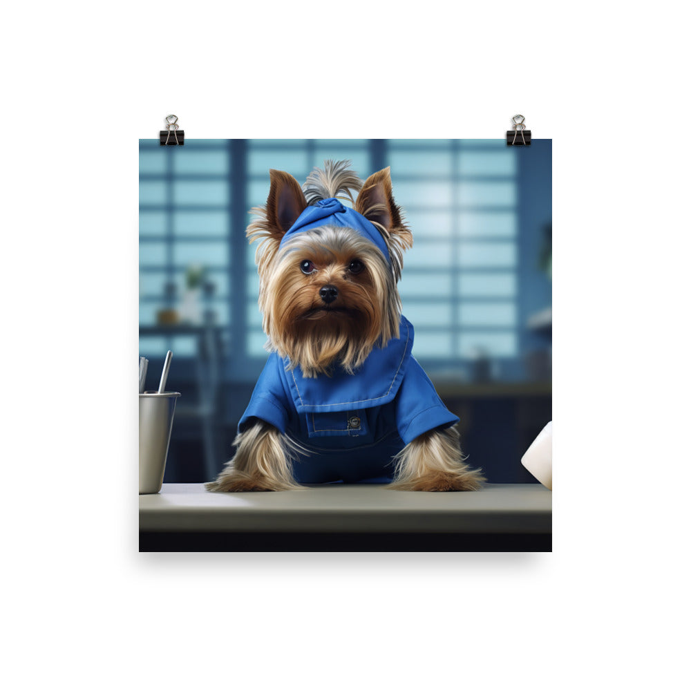 Yorkshire Terrier Janitor Photo paper poster - PosterfyAI.com