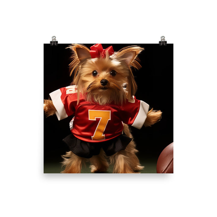 Yorkshire Terrier Football Player Photo paper poster - PosterfyAI.com