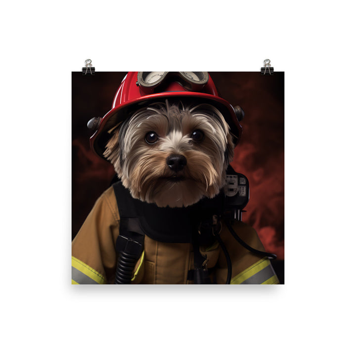 Yorkshire Terrier Firefighter Photo paper poster - PosterfyAI.com