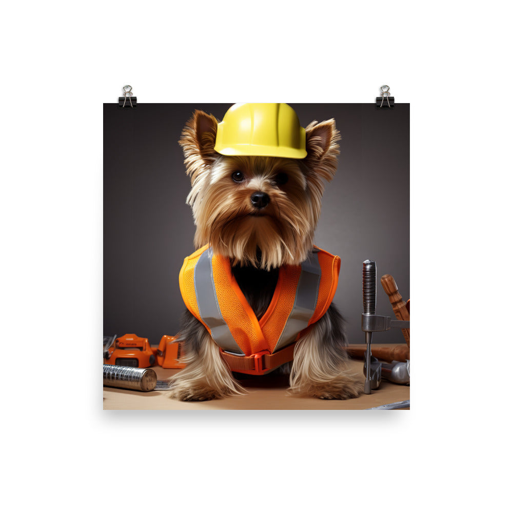 Yorkshire Terrier Contractor Photo paper poster - PosterfyAI.com