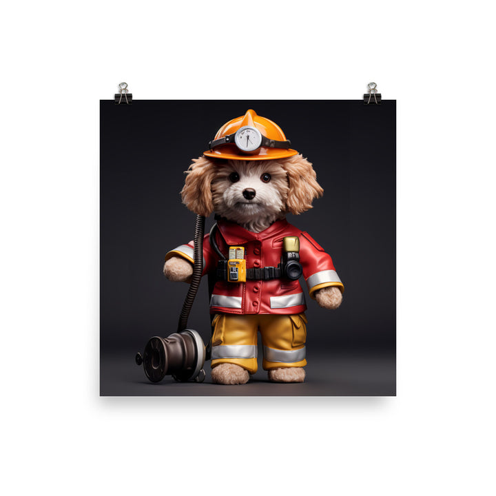 Poodle Firefighter Photo paper poster - PosterfyAI.com