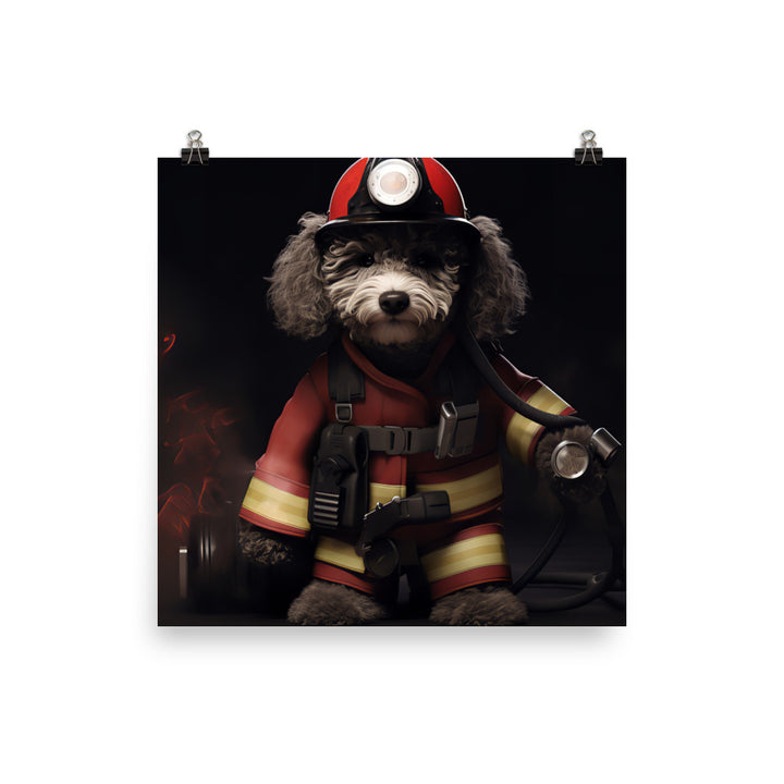 Poodle Firefighter Photo paper poster - PosterfyAI.com