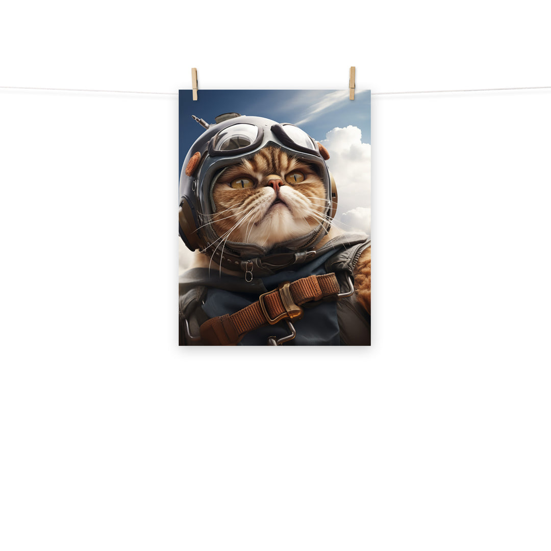 Exotic Shorthair Pilot Photo paper poster - PosterfyAI.com