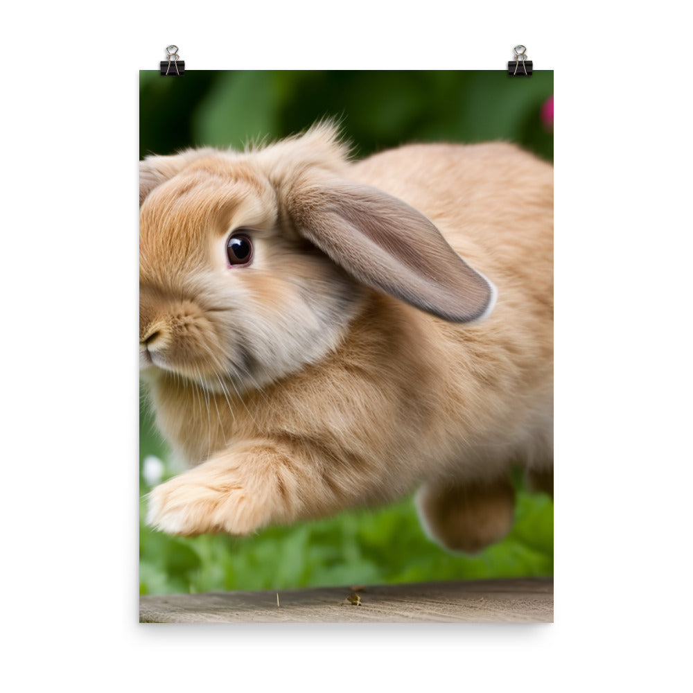 American Fuzzy Lop in the Garden Photo paper poster - PosterfyAI.com