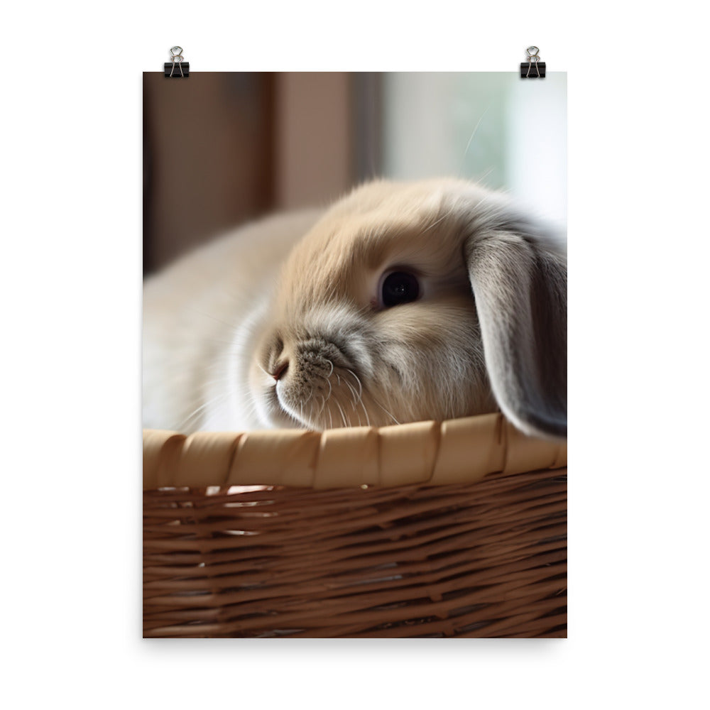 American Fuzzy Lop in a Basket Photo paper poster - PosterfyAI.com