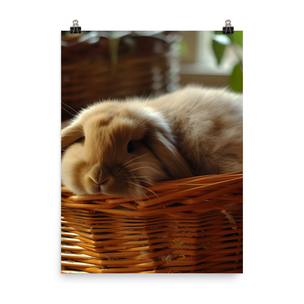 American Fuzzy Lop in a Basket Photo paper poster - PosterfyAI.com