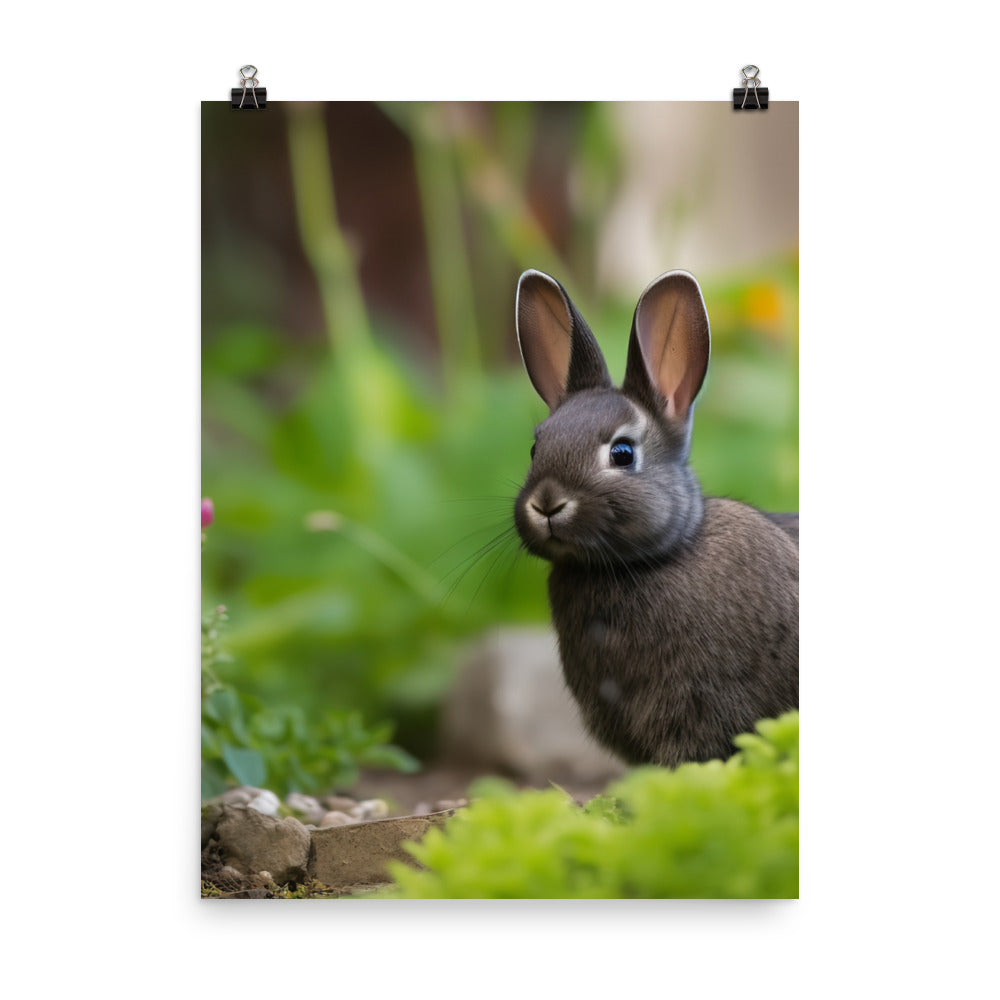 Netherland Dwarf in the Garden Photo paper poster - PosterfyAI.com