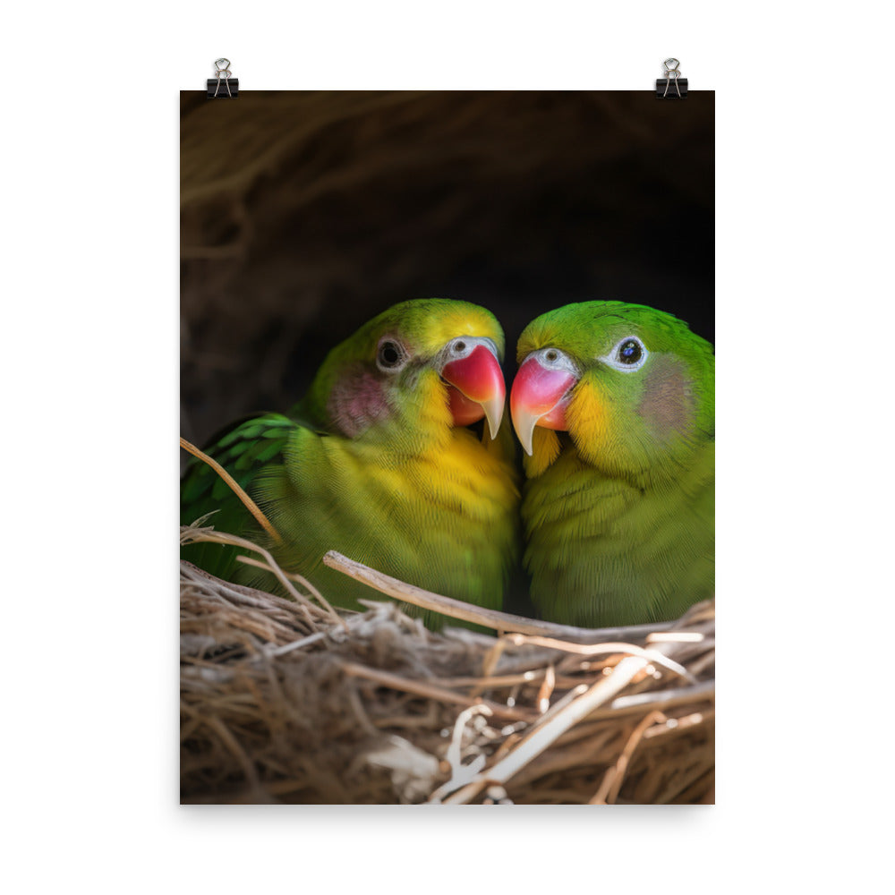 Lovebirds Nesting Photo paper poster - PosterfyAI.com