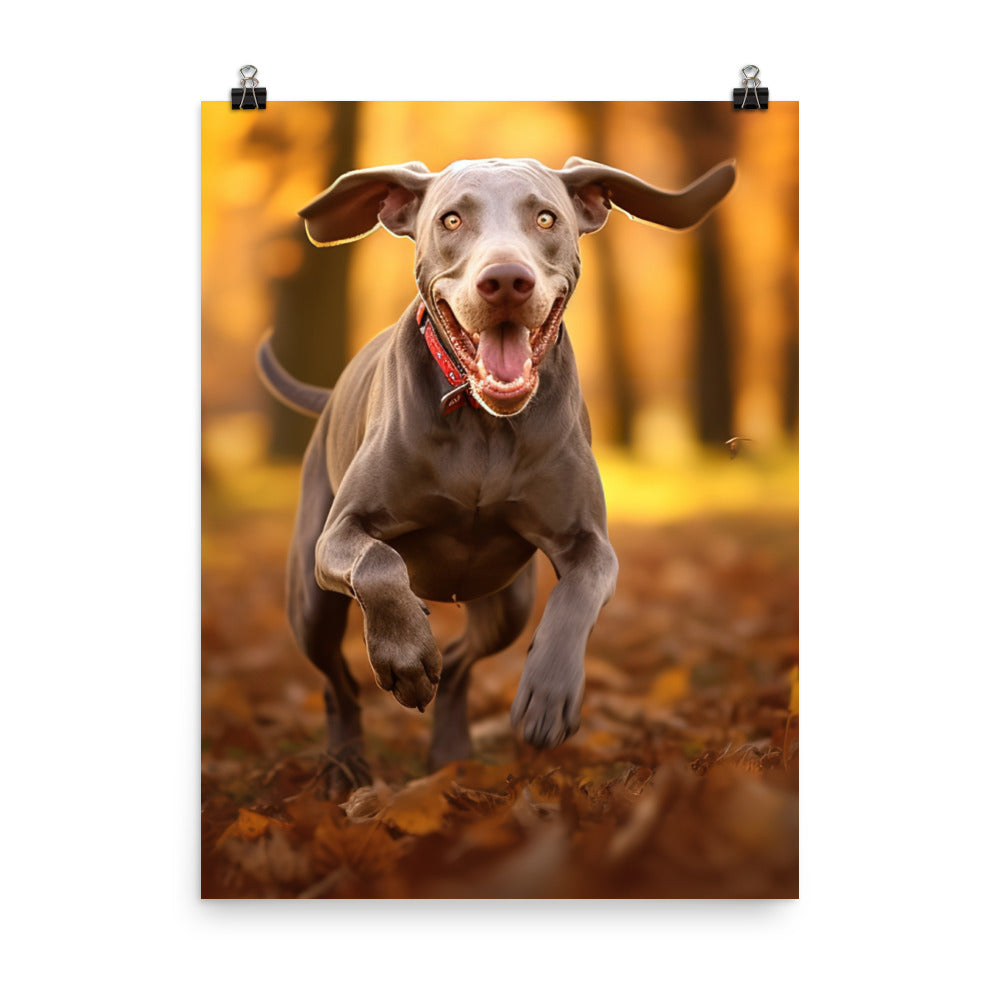 Weimaraner at Play Photo paper poster - PosterfyAI.com