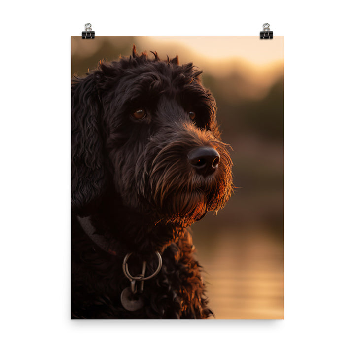 Water Dog at Sunset Photo paper poster - PosterfyAI.com