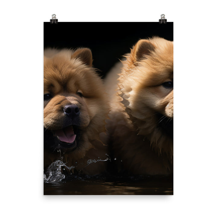 Two Chow Chows Having Fun Photo paper poster - PosterfyAI.com