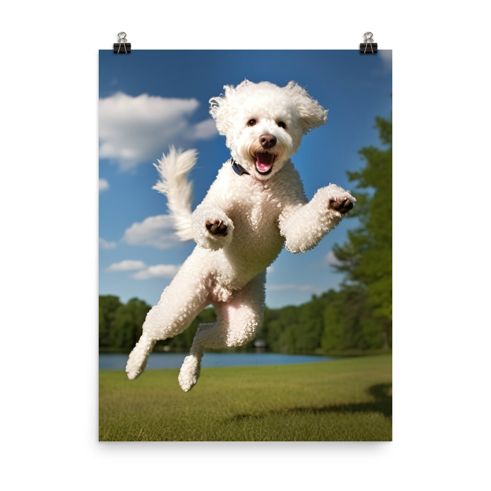 The Playful Poodle in Action Photo paper poster - PosterfyAI.com