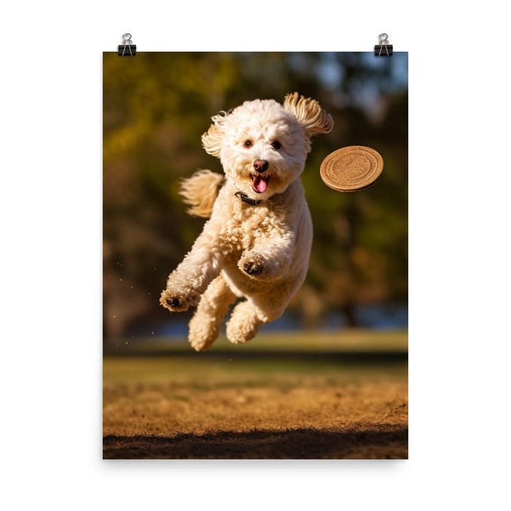 The Playful Poodle in Action Photo paper poster - PosterfyAI.com