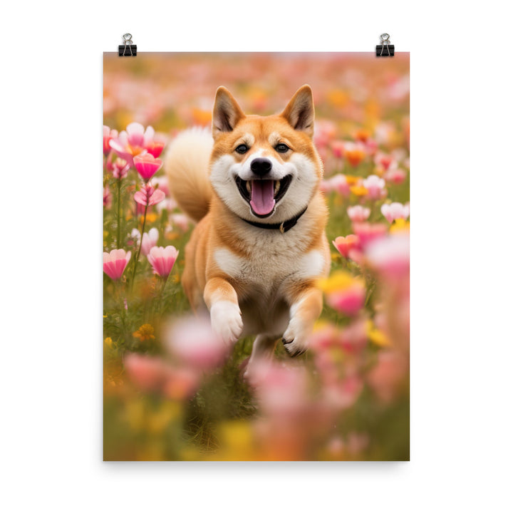 Shiba Inu Running Photo paper poster - PosterfyAI.com