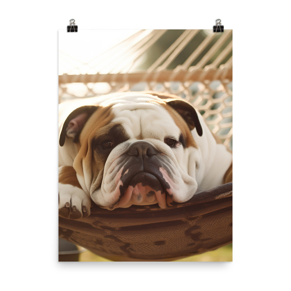 Relaxing Bulldog in the Hammock Photo paper poster - PosterfyAI.com