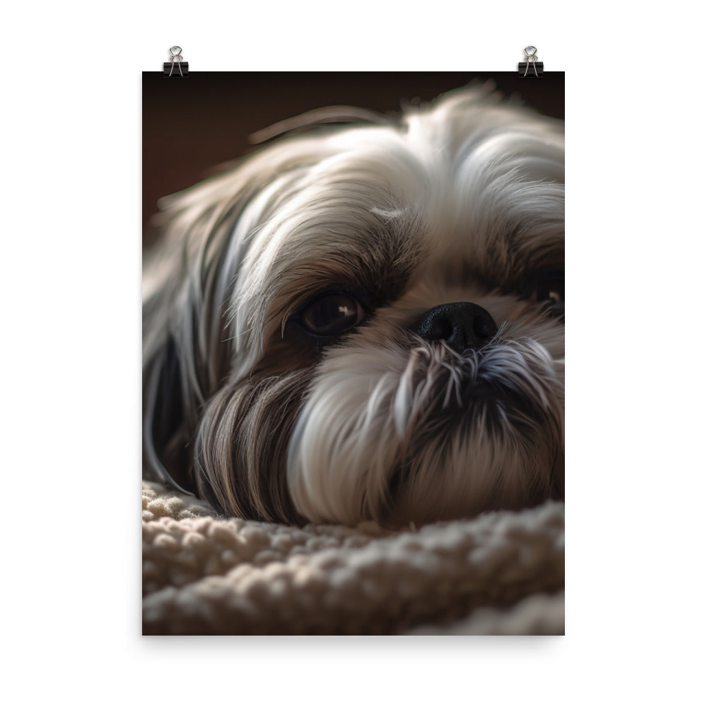 Relaxed Shih Tzu in a Cozy Home Photo paper poster - PosterfyAI.com