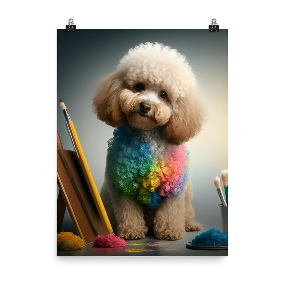 Poodle in colorful abstract style Photo paper poster - PosterfyAI.com