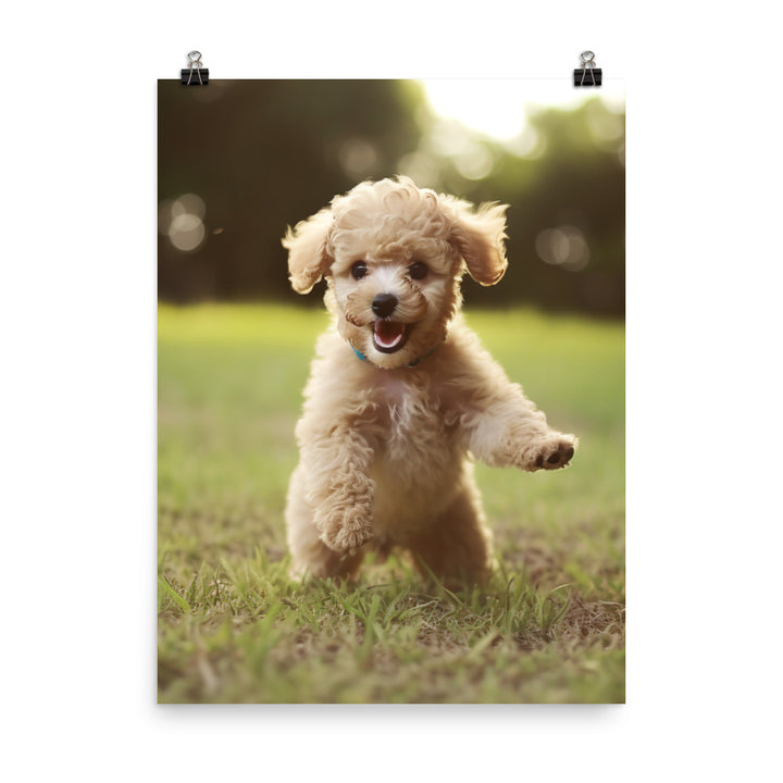 Playful Poodle Pup Photo paper poster - PosterfyAI.com