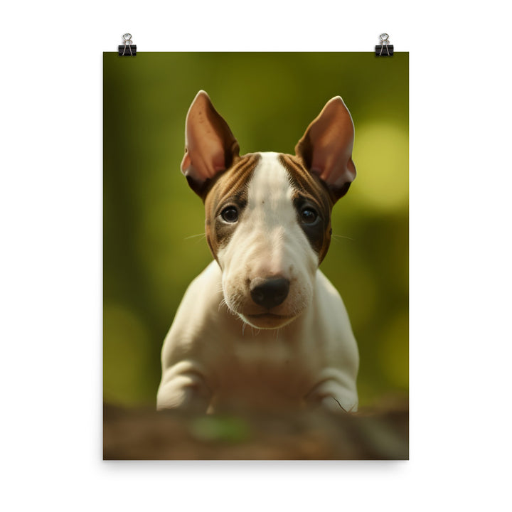 Playful Bull Terrier Pup Photo paper poster - PosterfyAI.com
